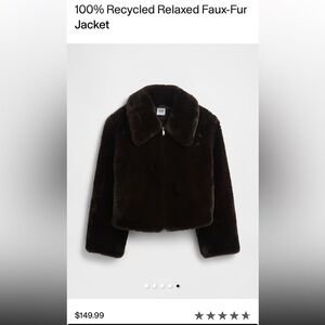 NWT! GAP Terra Brown 100% Recycled Relaxed Faux-Fur Jacket